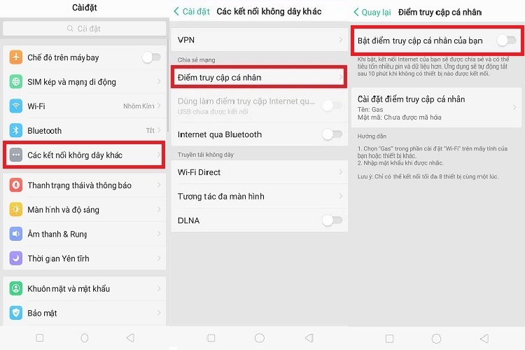 Cách tắt chia sẻ 4G trên điện thoại OPPO