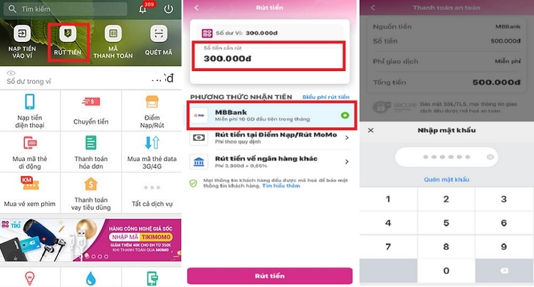 Nạp tiền từ ví vào tài khoản MB Bank liên kết với ví