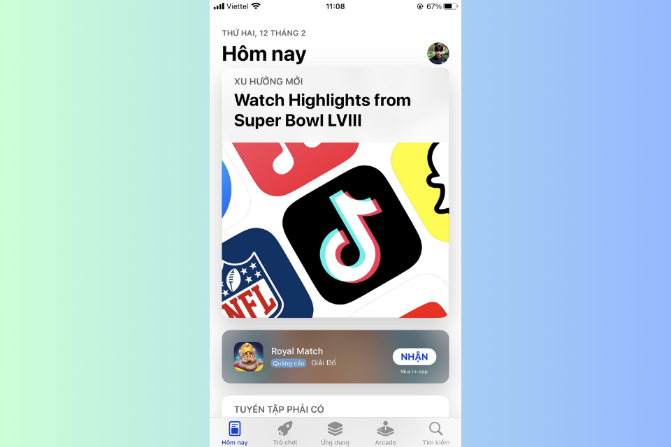 Sau khi chuyển đổi ID Apple hoàn tất, bạn sẽ quay về màn hình chính của ứng dụng
