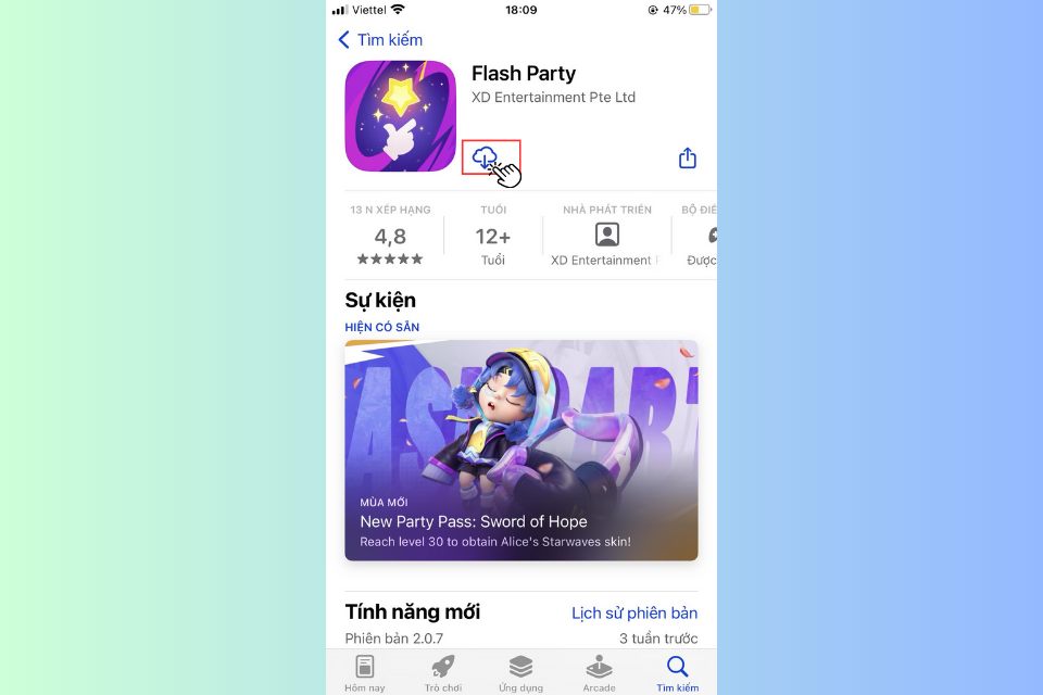 Nhấn vào nút Nhận để cài đặt trò chơi