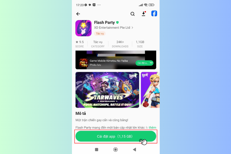 Nhấn vào nút Tải về để cài đặt trò chơi