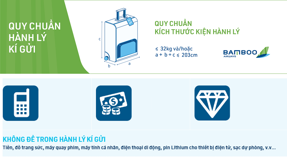 Quy định hành lý ký gửi quốc tế của hãng hàng không Bamboo Airways