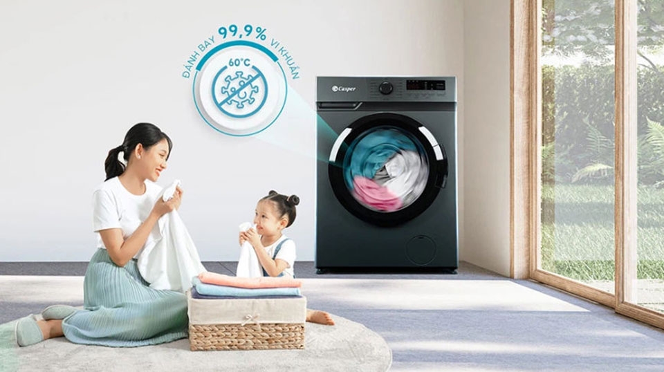 Máy giặt cửa trước Casper Inverter 9.0 Kg WF-9VG1