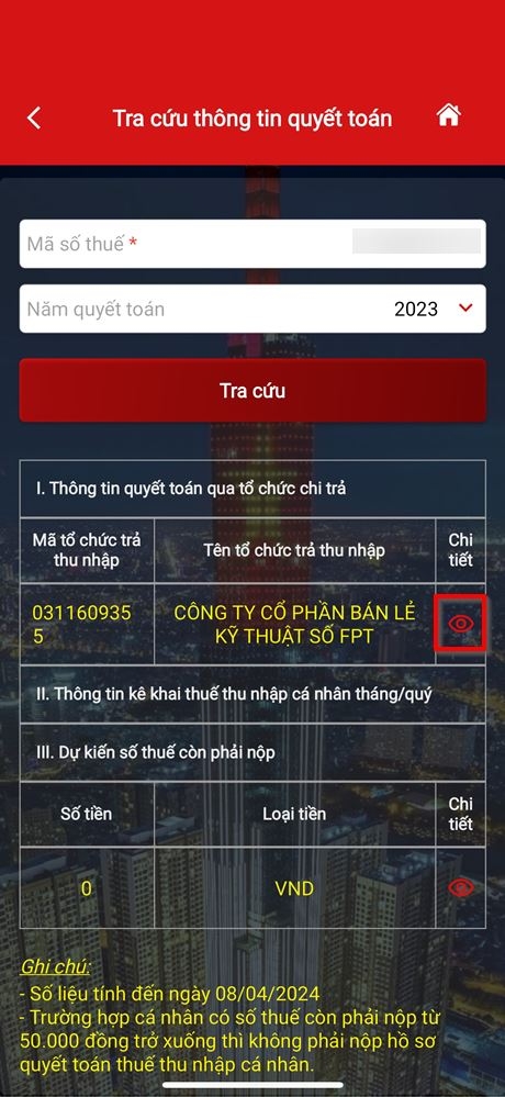 Cách tra cứu quyết toán thuế TNCN ngay tại nhà bằng điện thoại&nbsp;4