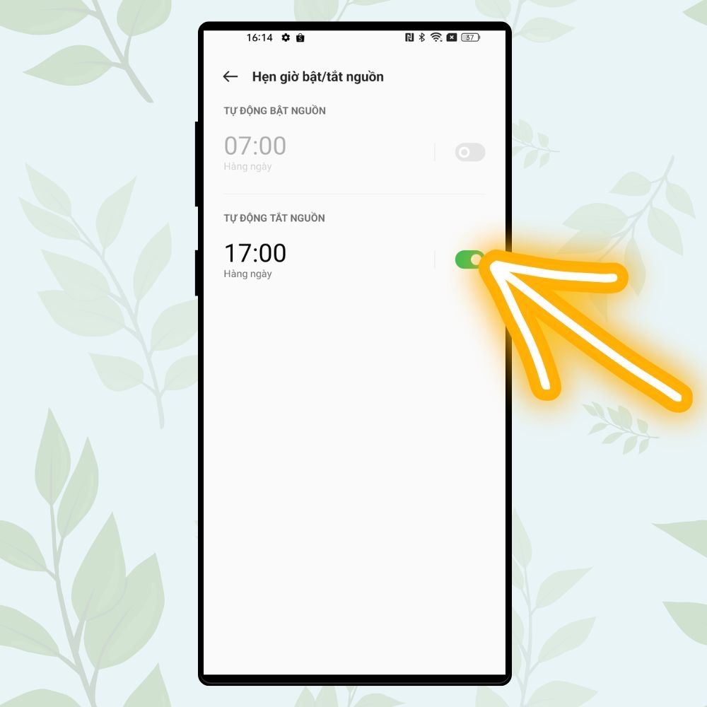 cách tắt nguồn oppo a57 bằng cách hẹn giờ bật/tắt