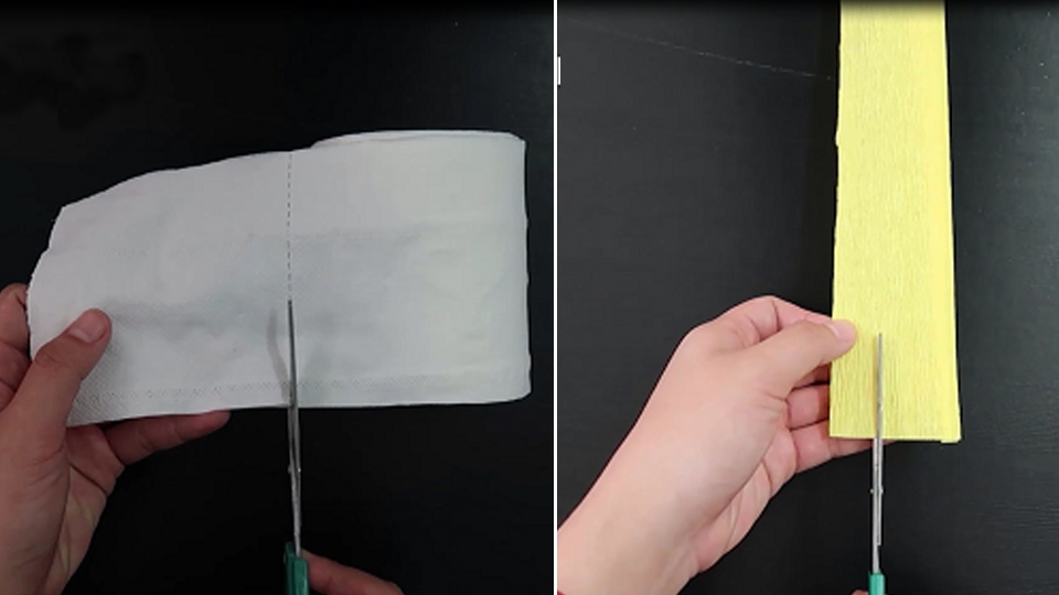 Cắt giấy vệ sinh và giấy nhún.