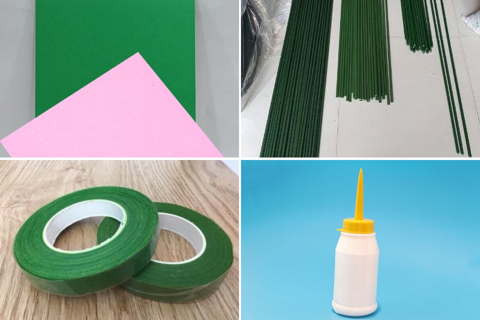 Nguyên liệu làm hoa giấy bằng giấy Origami.