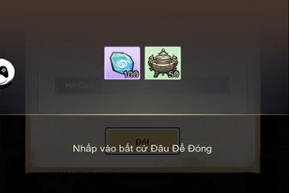 Nhập mã code và xác nhận đổi quà.