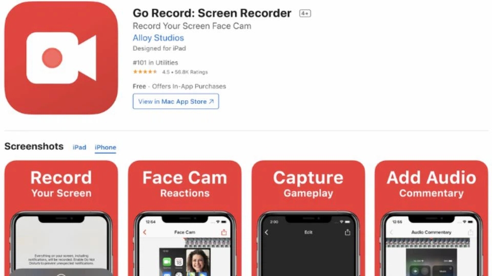 phần mềm quay màn hình điện thoại Go Record: Screen Recorder
