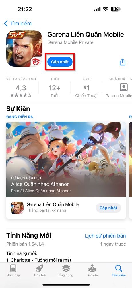 Cách cập nhật Liên Quân Mobile phiên bản Lễ hội 5v5 1