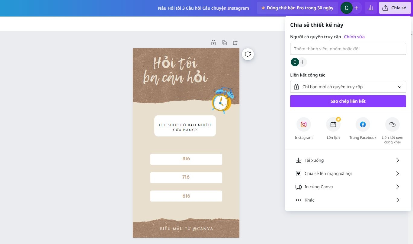 cách làm câu hỏi trắc nghiệm trên Canva 8