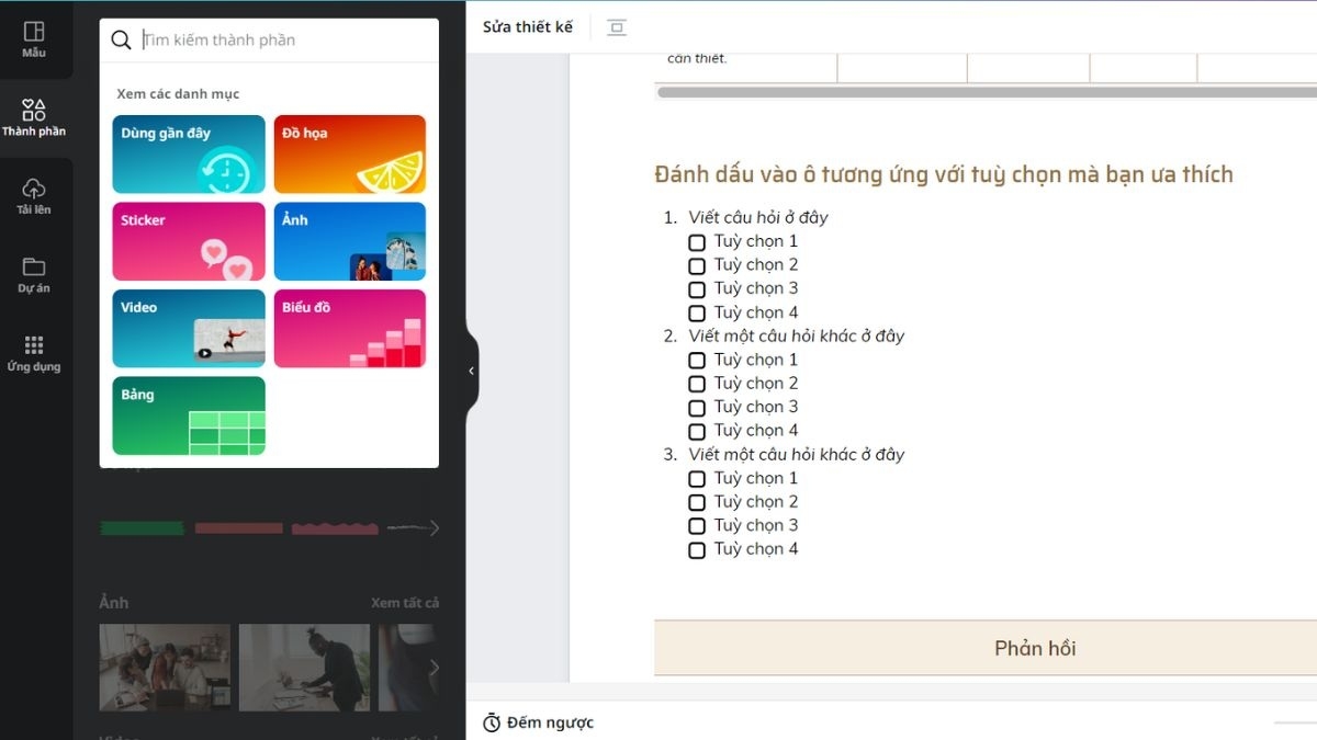 cách làm câu hỏi trắc nghiệm trên canva 9
