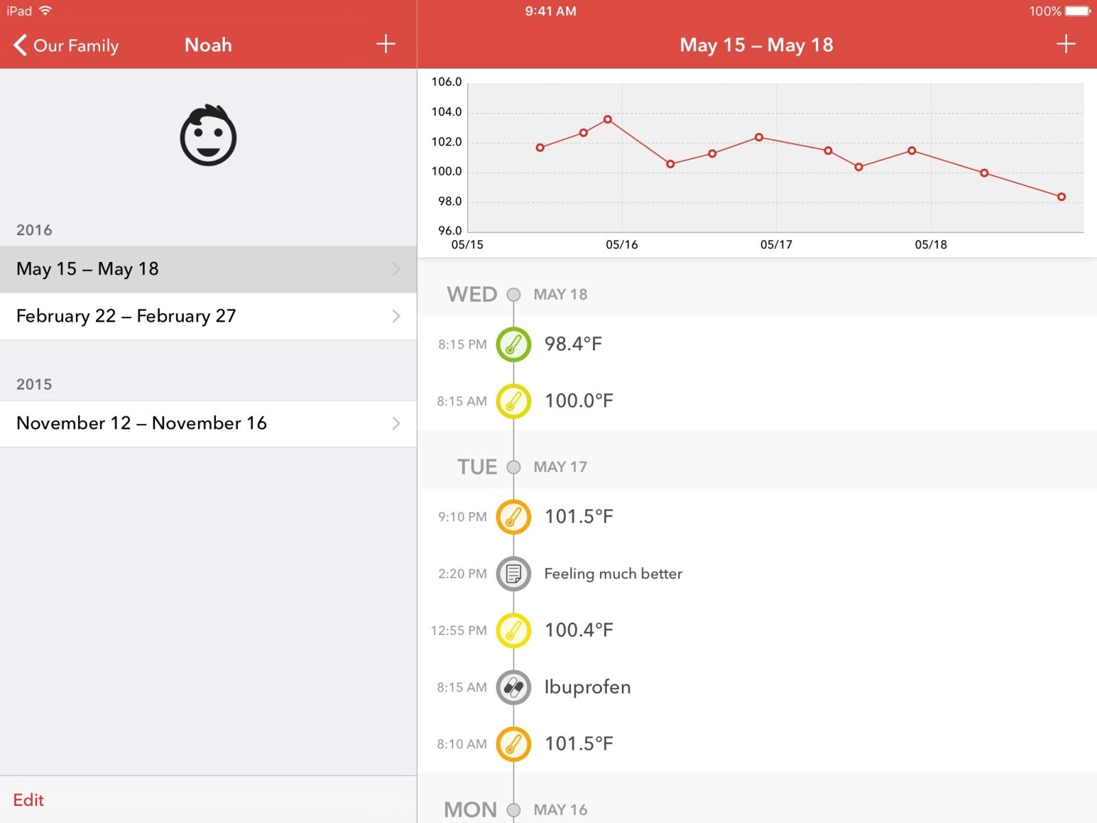 cách xem nhiệt độ phòng trên iphone bằng fever tracker