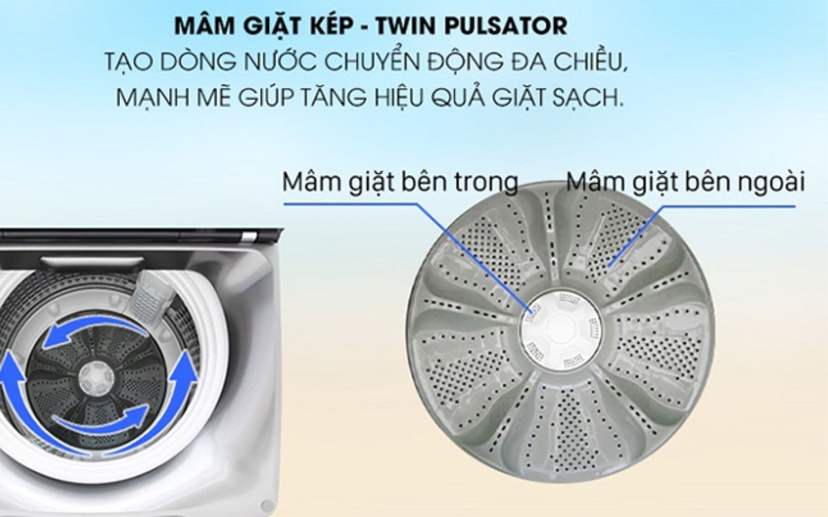 Mâm giặt kép Twin Pulsator (ảnh 2)
