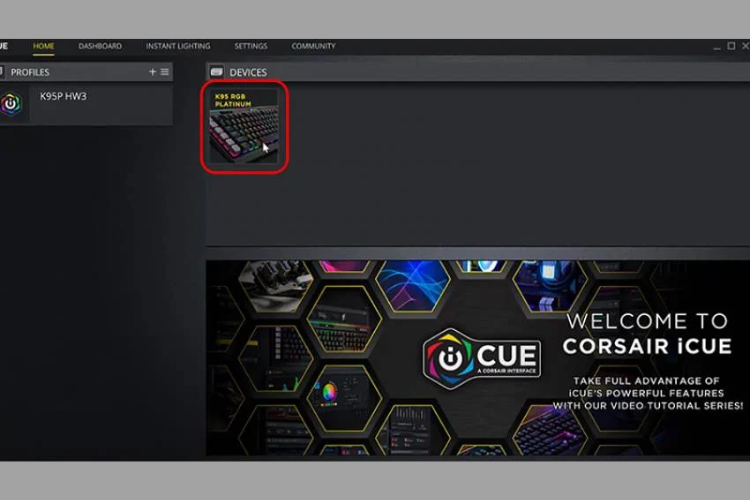 Nhấn vào biểu tượng bàn phím trong phần Devices