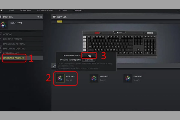 Xóa các slot mặc định.