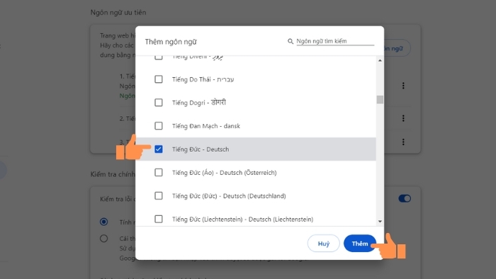 Thay đổi ngôn ngữ khác trên Google Chrome (hình 3)