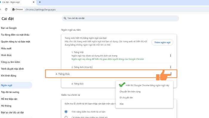 Thay đổi ngôn ngữ khác trên Google Chrome (hình 4)