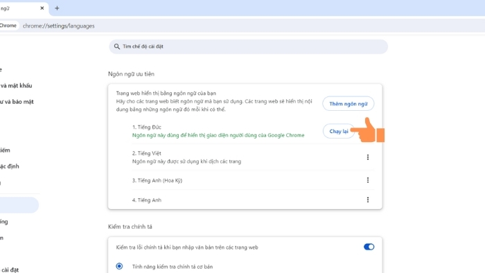 Thay đổi ngôn ngữ khác trên Google Chrome (hình 5)
