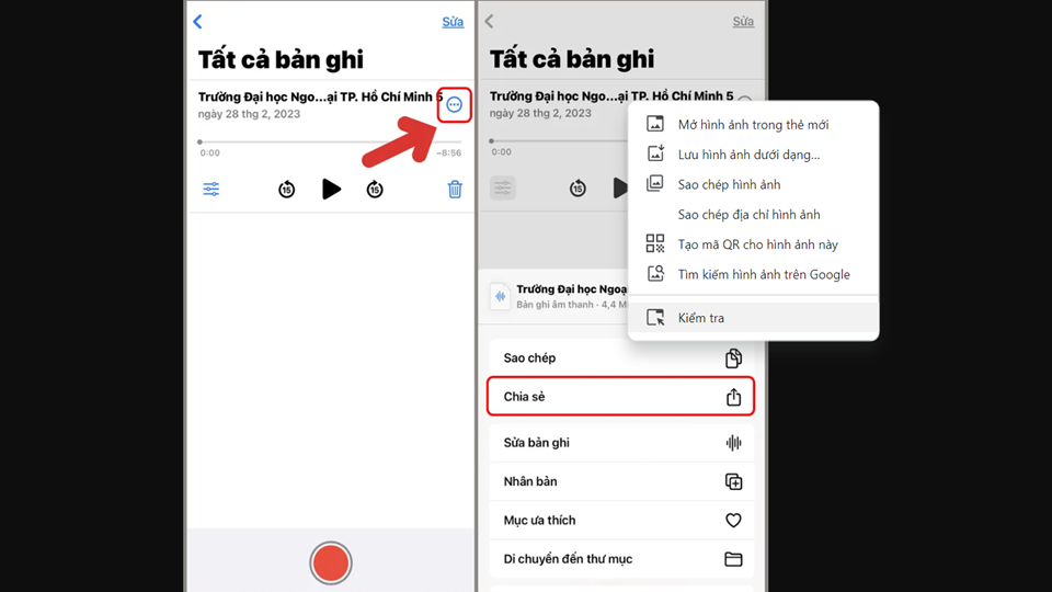 Thực hiện thao tác chia sẻ đơn giản