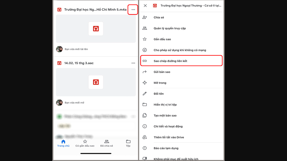 Tiến hành lưu đường link liên kết