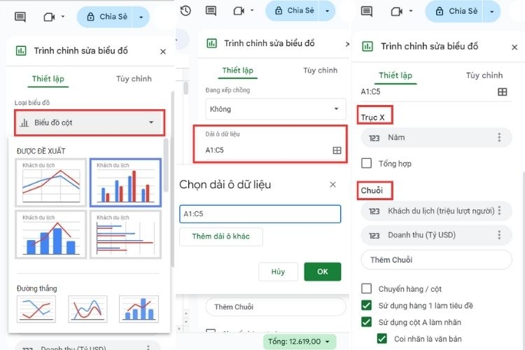 Hướng dẫn cách tạo biểu đồ trong Google Sheets 3