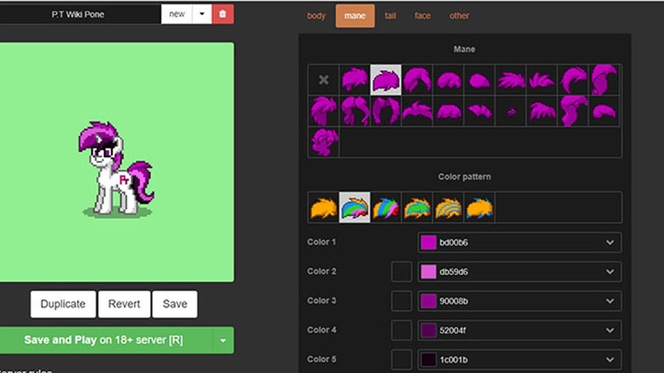 Cách tô màu skin trong Pony Town rất đơn giản