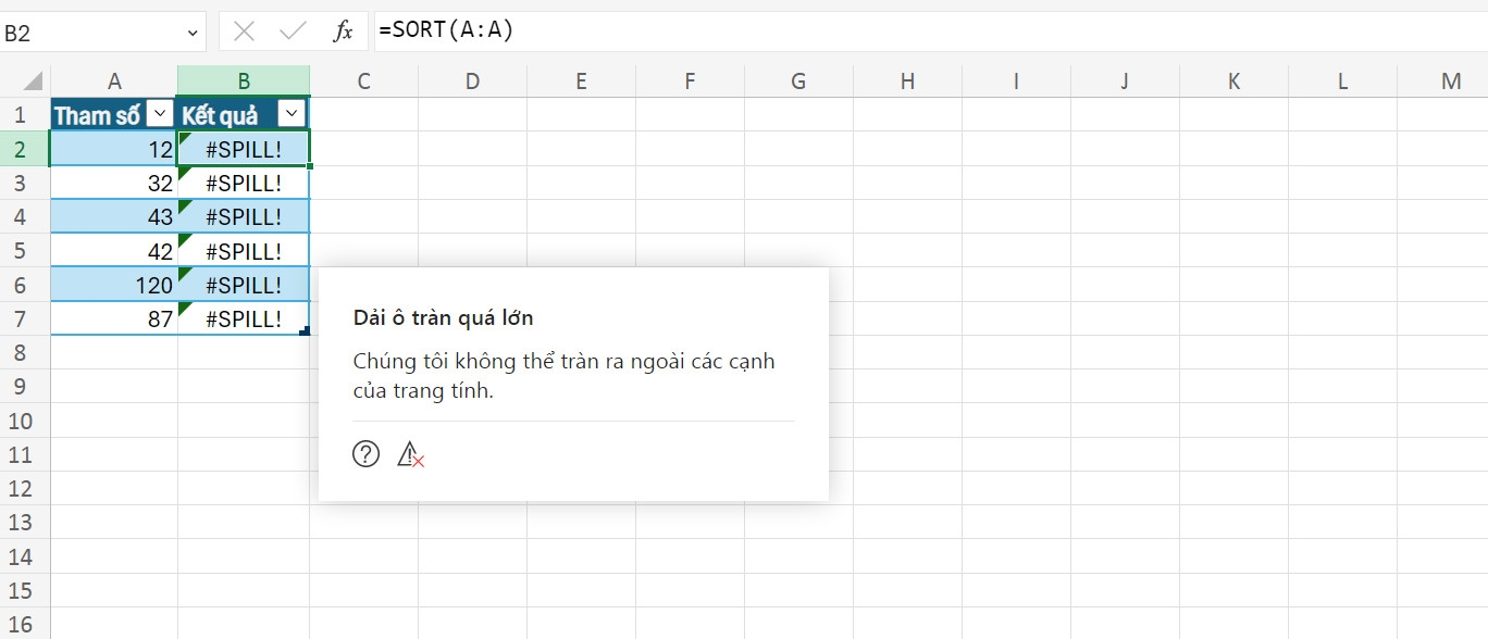 Lỗi #SPILL là gì? Cách khắc phục lỗi nhanh chóng trong Excel 10