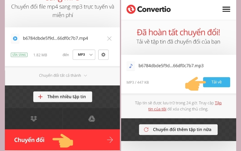 Cách 1: Chuyển đổi video thành tệp âm thanh bằng Convertio 2