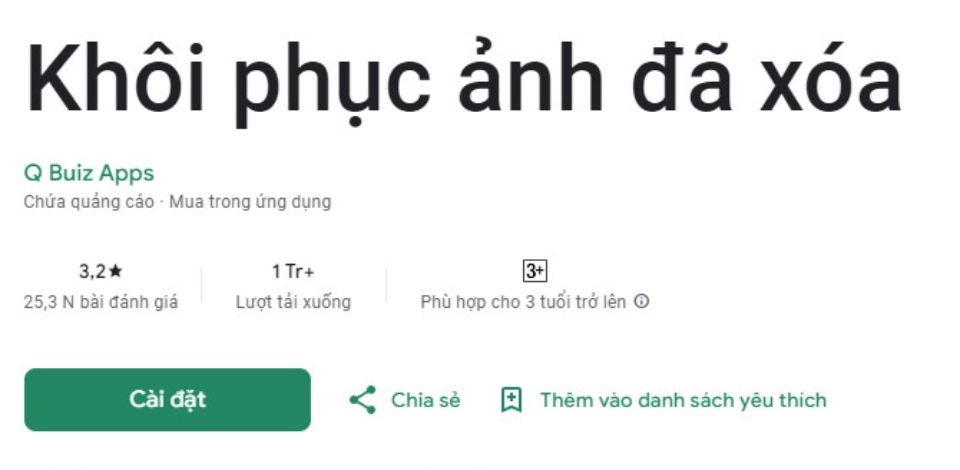 Khôi phục ảnh đã xóa hỗ trợ lấy lại dữ liệu nhanh chóng