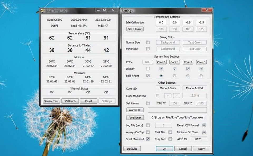 Real Temp - Phần mềm kiểm tra nhiệt độ CPU máy tính đạt chuẩn