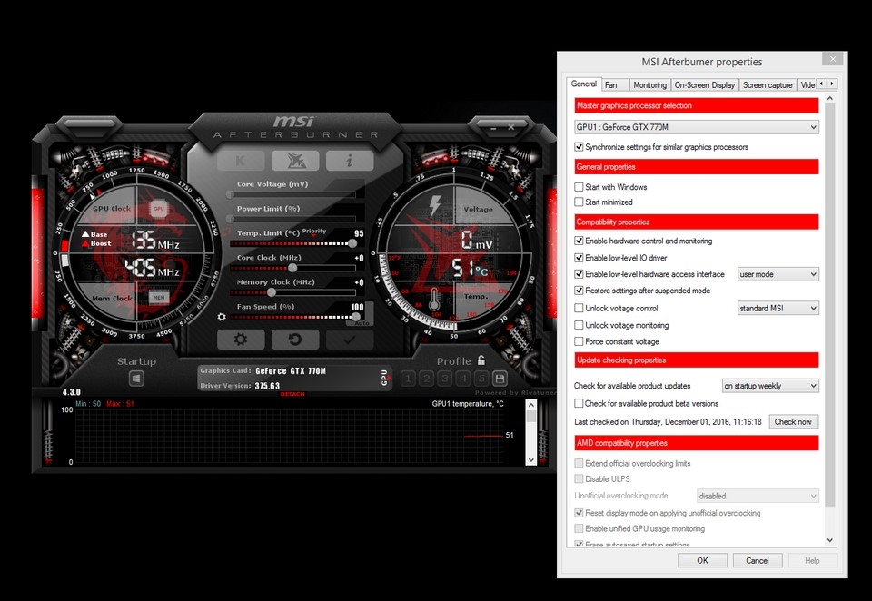 MSI Afterburner - Phần mềm kiểm tra nhiệt độ CPU chuẩn