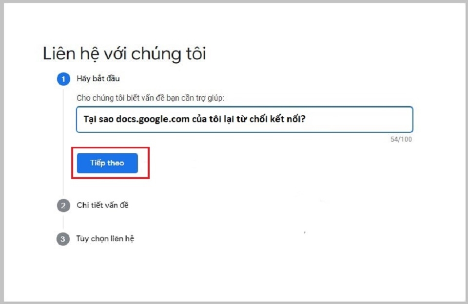 Docs.google.com đã từ chối kết nối 11