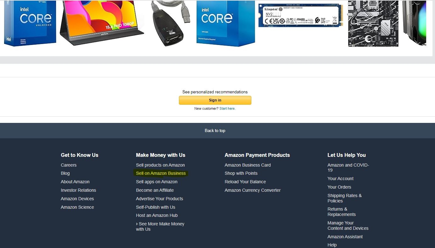 cách mở cửa hàng trên Amazon Bước 1