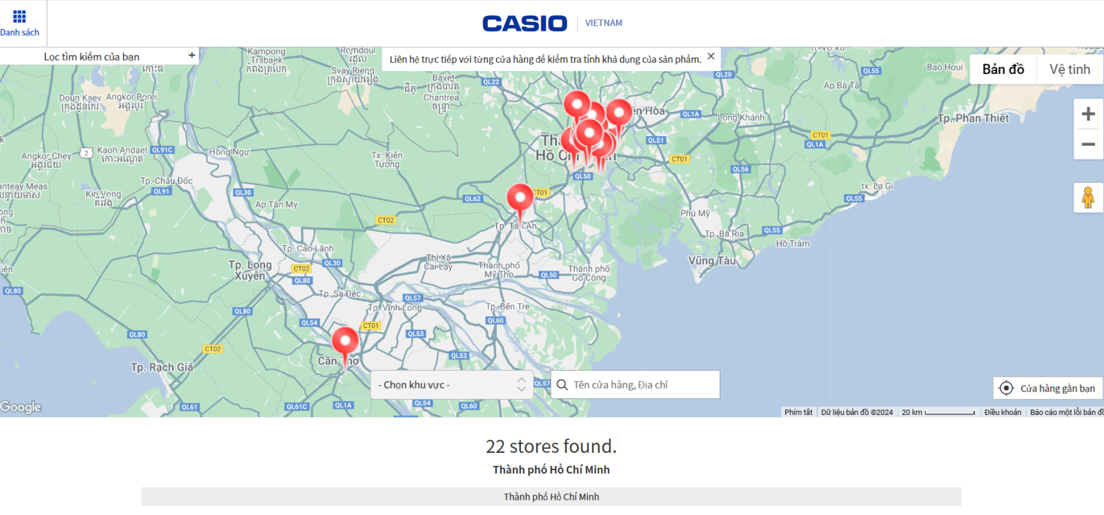 Tìm kiếm điểm bán chính hãng tại trang chủ Casio
