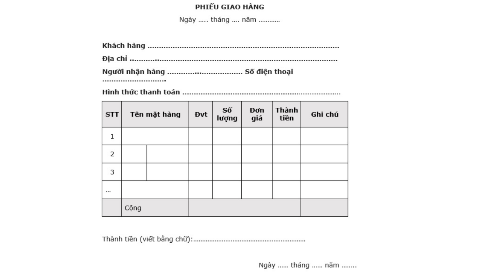 thông tin mẫu phiếu