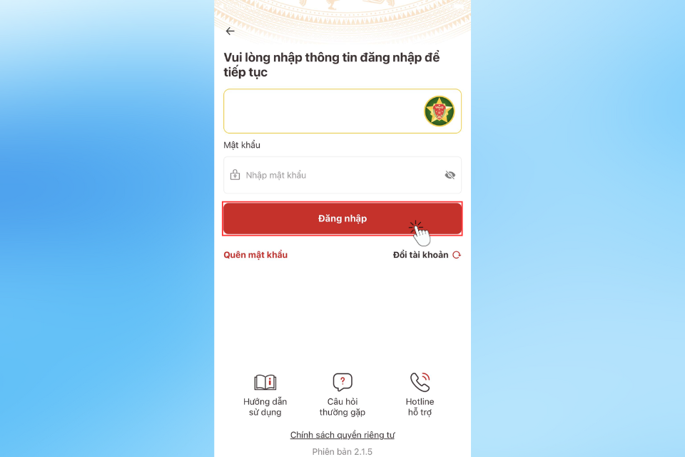 Đăng nhập vào VNeID thì ứng dụng sẽ tự động đăng nhập vào tài khoản VssID của bạn