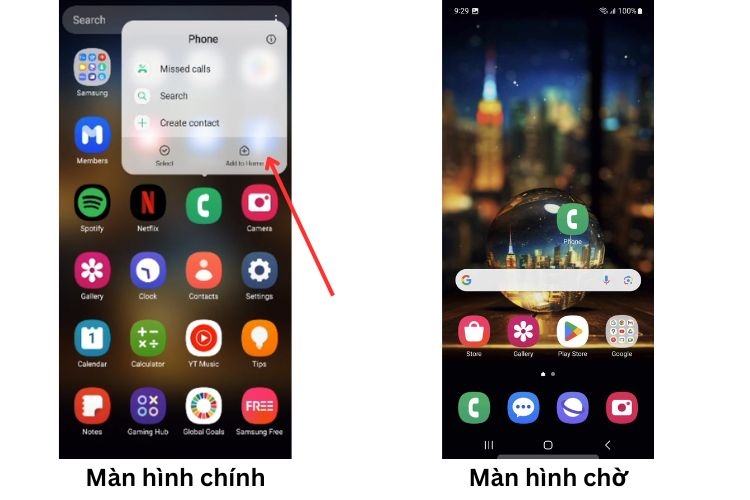 đưa ứng dụng ra màn hình samsung