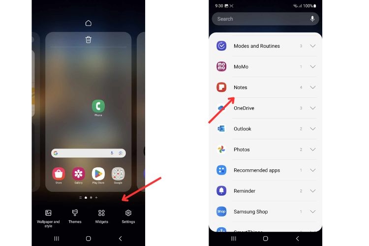 thêm widget vào màn hình chờ