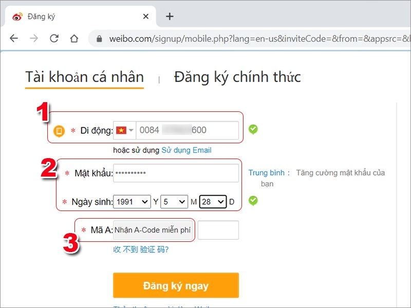Tạo tài khoản Weibo (ảnh 4)
