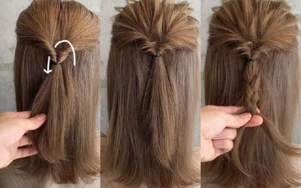 Tết tóc đuôi sam nửa đầu