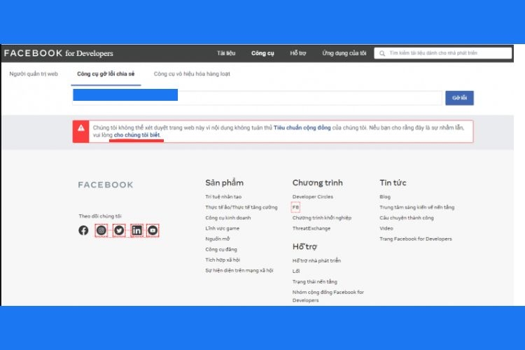 fb debug chặn website 2
