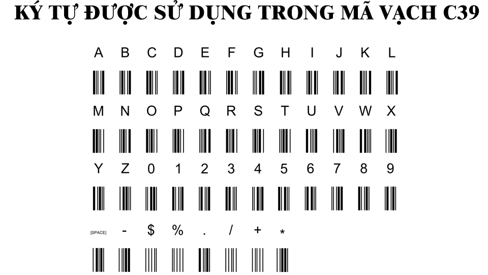 Mã vạch C39 sở hữu nhiều ký tự đa dạng