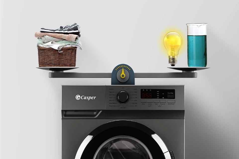 Máy giặt cửa trước Casper Inverter 9.0 Kg WF-9VG1