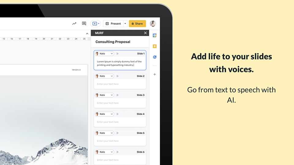 Chỉnh sửa giọng nói cho slide bằng Murf AI