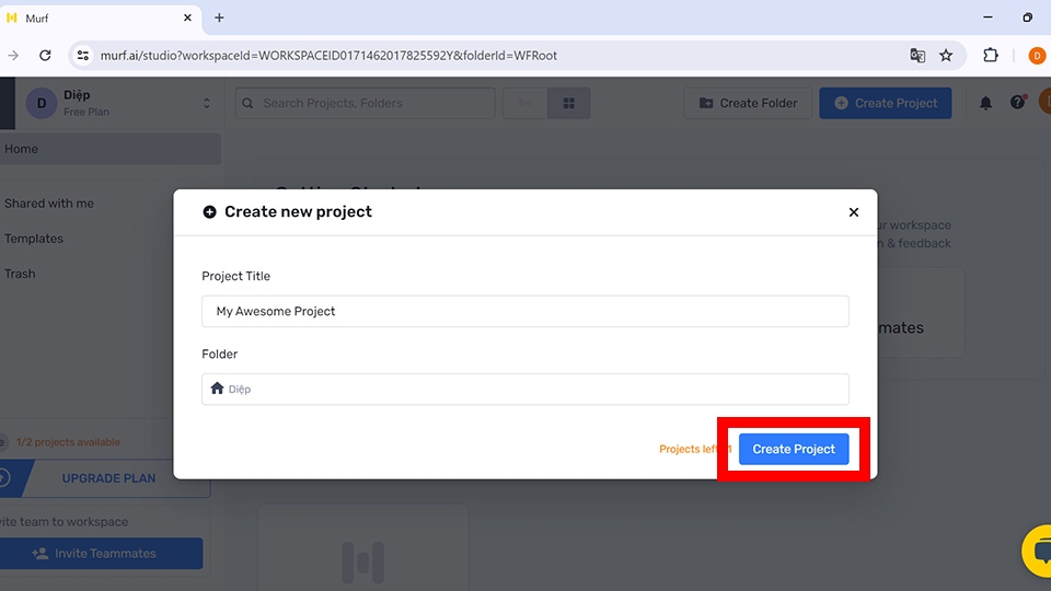 Đặt tên cho dự án của mình