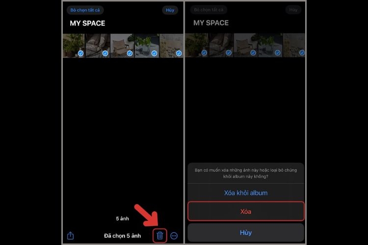Cách xóa từng ảnh trên iPhone
