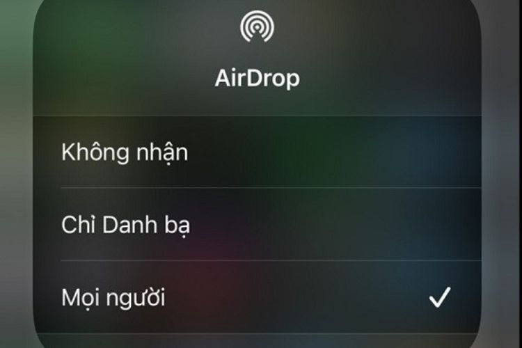 Airdrop chỉ nhận không gửi được