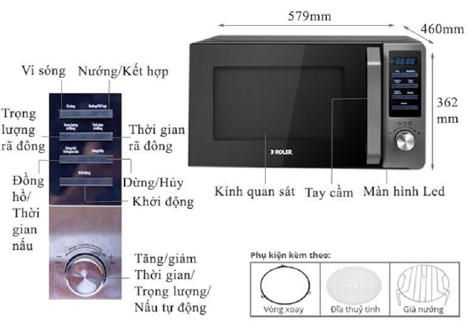 Lò vi sóng điện tử có nướng 28L Roler RM-3239A
