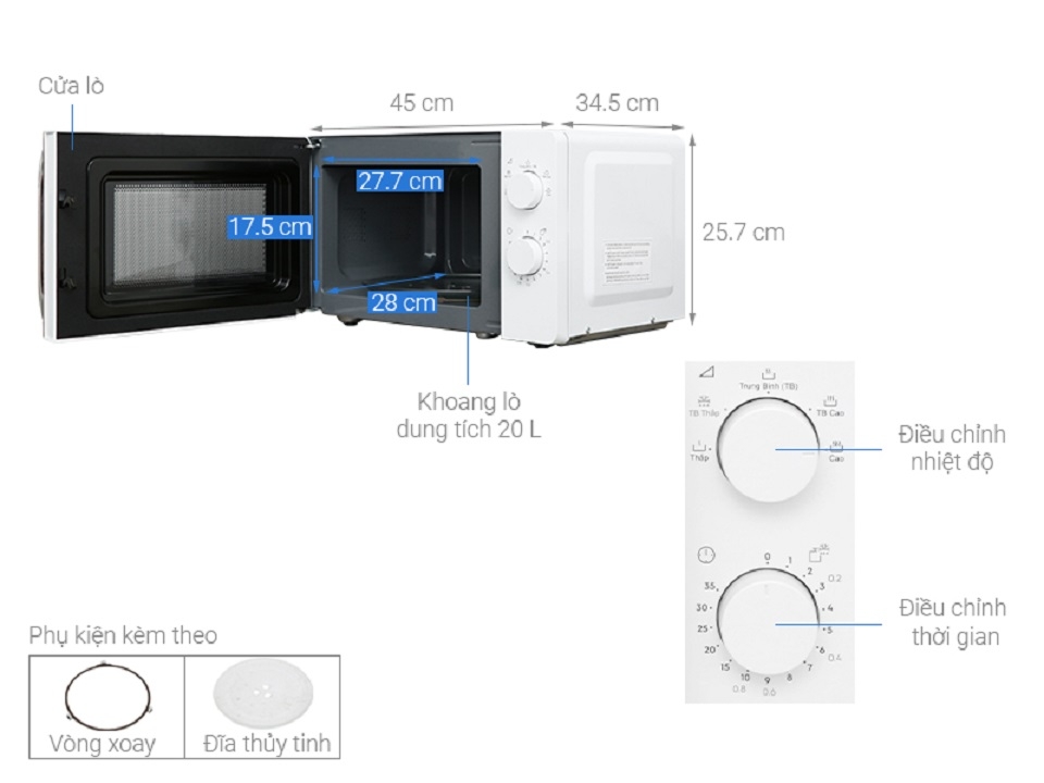 Lò vi sóng Electrolux 20 lít EMM20K18GW